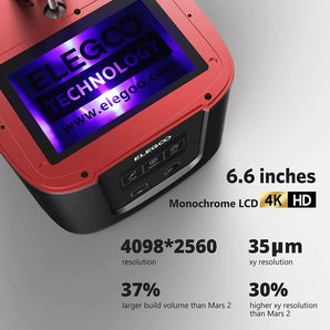 ELEGOO 6.6 Inches 4K Monochrome LCD for Mars 3 3D Printer Accessories elegoo-shop 